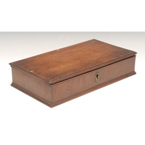 3070 - A George III fruitwood scribe's box, hinged cover enclosing a fitted interior, 25.5cm wide, early 19... 