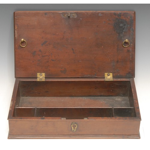 3070 - A George III fruitwood scribe's box, hinged cover enclosing a fitted interior, 25.5cm wide, early 19... 