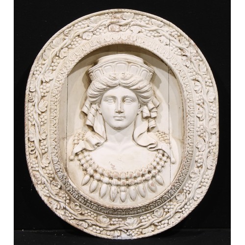 3130 - A pair of 19th century architectural softwood wall plaques, carved as Marcus Aurelius and Faustina t... 