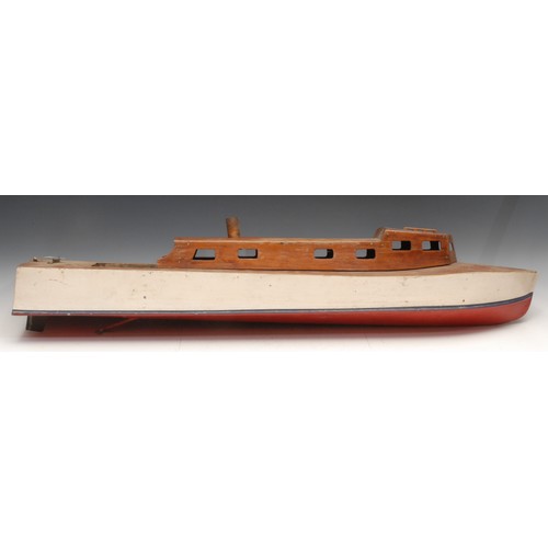 3319 - An early to mid-20th century scratch-built live steam model boat, 91cm long