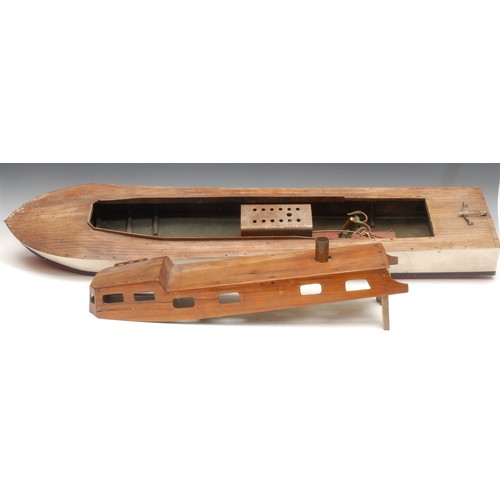 3319 - An early to mid-20th century scratch-built live steam model boat, 91cm long