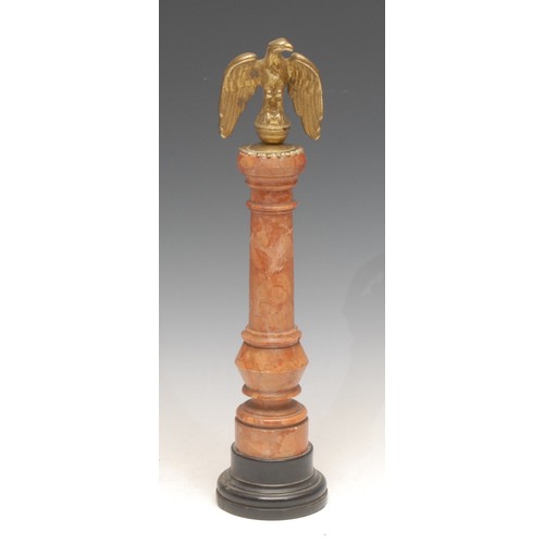 3084 - A Grand Tour style gilt bronze mounted library desk column, surmounted by an eagle, 32cm high