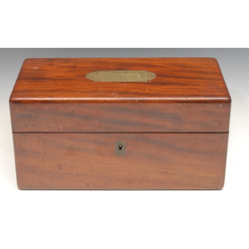 3452 - Medical Interest - a Victorian mahogany rectangular apothecary box, hinged cover with flush brass ca... 