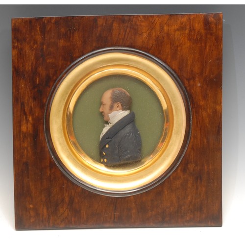 3438 - Jacob Hagbolt (1775 - 1849), a wax portrait, of a gentleman, half-length in profile, facing to dexte... 