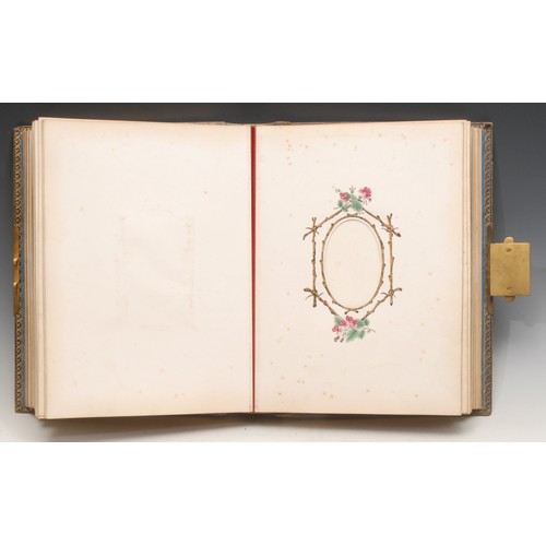 3597 - A 19th century mother of pearl photograph album, published by A. Chatelin, London, the clasp chased ... 