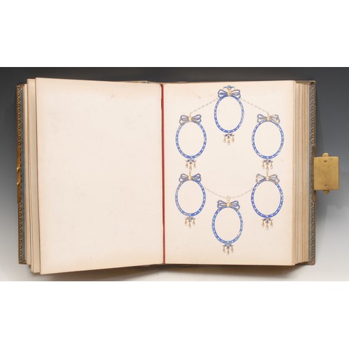 3597 - A 19th century mother of pearl photograph album, published by A. Chatelin, London, the clasp chased ... 