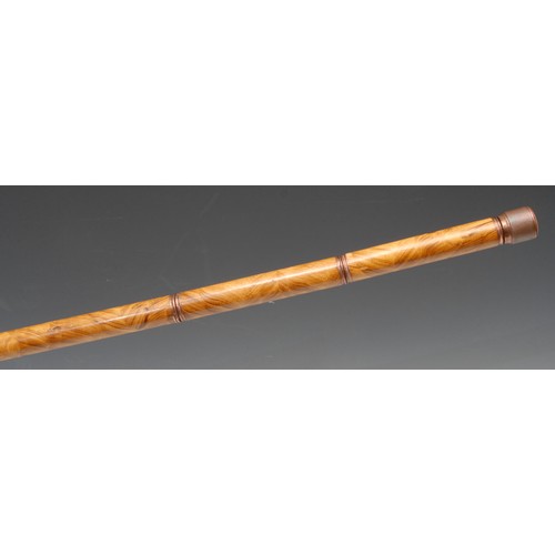 3707 - An early 20th century novelty system gadget walking stick, the sectional handle enclosing a propelli... 