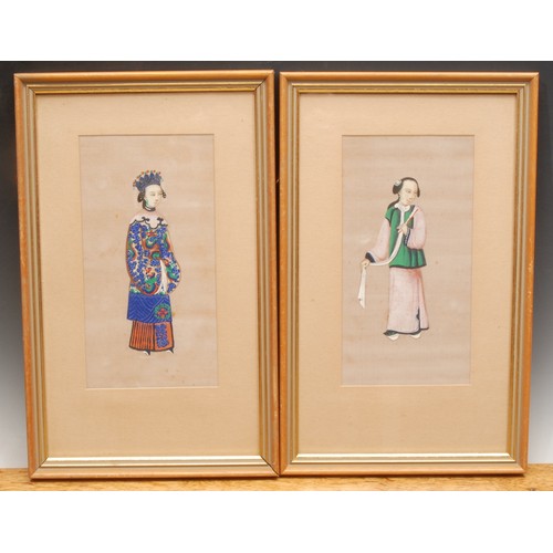 3990 - Chinese School (19th century)
A pair, Ladies of the Court
watercolour and gouache on pith paper, 21.... 