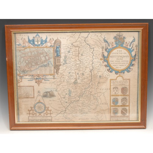 4094 - An 18th century two-page map, The Countie (sic) of Nottingham described, The Shire Townes (sic) Situ... 