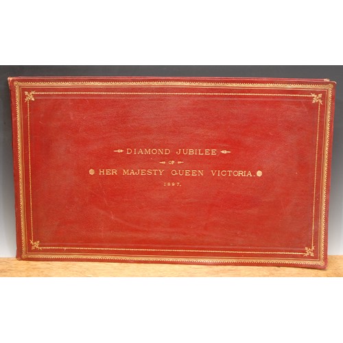 4247 - Royalty - Diamond Jubilee of Her Majesty Queen Victoria - a tooled and gilt red morocco folio, conta... 