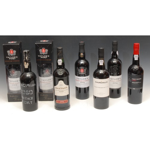 3732 - A bottle of Churchill's Finest reserve Port; others, Royal Oporto Wine Co, Vintage 1980; Taylor's la... 