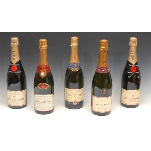 3736 - Champagne - two bottles of Moet & Chandon; two bottles of Laurent Perrier; a bottle of Champagne Jac... 