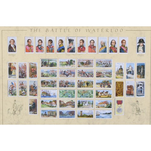 4093 - The Battle of Waterloo - a set of facsimile Wills's cigarette cards, framed, the arrangement 43cm x ... 