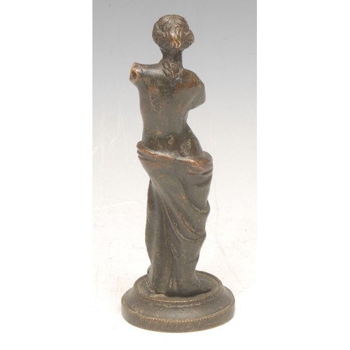 3411 - Grand Tour School (19th century), a patinated bronze, Venus de Milo, after the Antique, circular bas... 