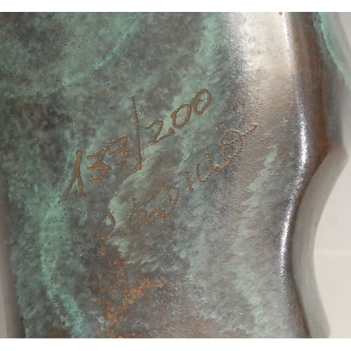 3468 - P **dillo (Abstract School), a verdigris patinated bronze, Alegorian, signed and numbered 133/200, m... 