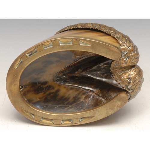 3419 - Horse Racing - a Victorian taxidermy thoroughbred horse hoof inkwell, the hinged cover inscribed Duk... 