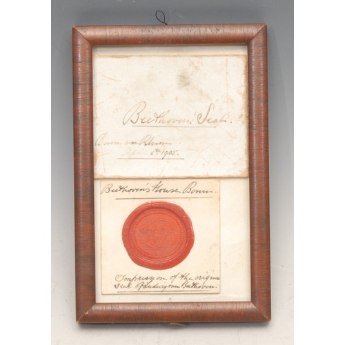 3364 - Classical Music - Ludwig van Beethoven (1770 - 1827) - a wax intaglio impression, the card mount ins... 