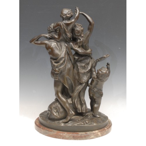 3238 - After Claude Michel, or Clodion (1738-1814), a bronze figure group, Family of Dancing Bacchantes, si... 