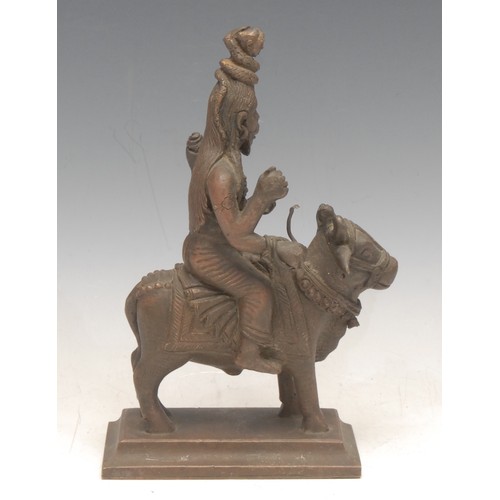 3420 - Indian School (19th/early 20th century), a brown patinated bronze, Yama or Yamraj, depicted with att... 