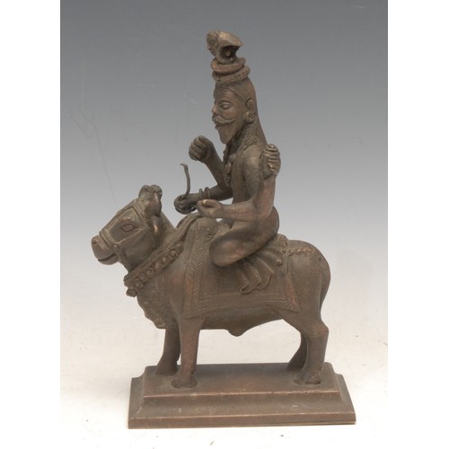 3420 - Indian School (19th/early 20th century), a brown patinated bronze, Yama or Yamraj, depicted with att... 