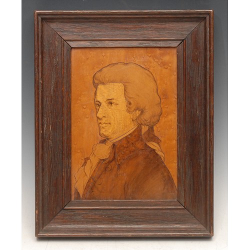 3363 - Classical Music - an early 20th century marquetry portrait panel, Wolfgang Amadeus Mozart (1756 - 17... 