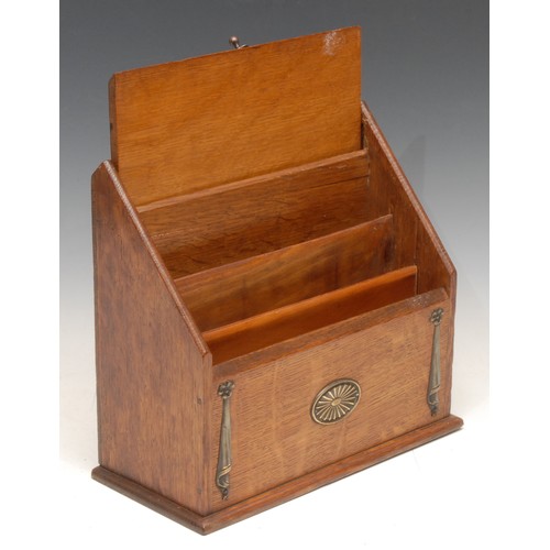 3466 - Nelson and The Napoleonic Wars - an Edwardian oak desk top stationery box, the hinged retractable co... 