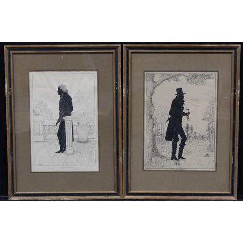 3988 - American School (19th century), a pair of silhouettes, Thomas Jefferson (1743 - 1826) and John Rando... 