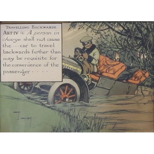 4011 - Charles J Crombie (1885 - 1967), after, a set of eight, Motoring Caricatures, monochrome prints, 14.... 