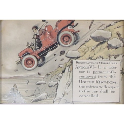 4011 - Charles J Crombie (1885 - 1967), after, a set of eight, Motoring Caricatures, monochrome prints, 14.... 