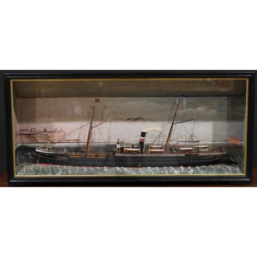 3444 - Maritime and Marine Interest - a model ship, The John Ormiston, set amongst a seascape diorama, glaz... 