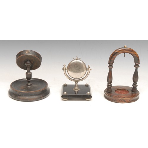 3563 - A 19th century faux rosewood pocket watch stand, 14cm high, c.1880; other (3)