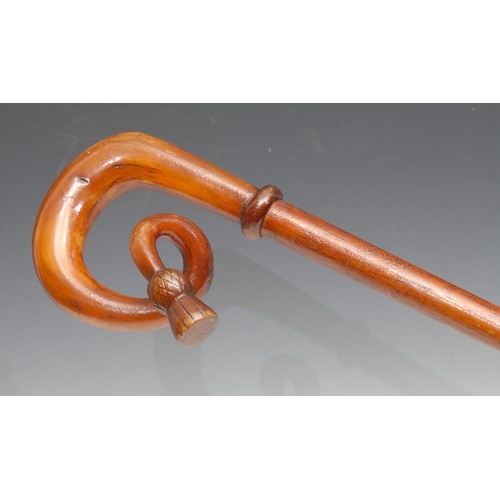 3308 - An early 20th century Scottish walking stick, the horn handle terminating in a thistle, 101cm long