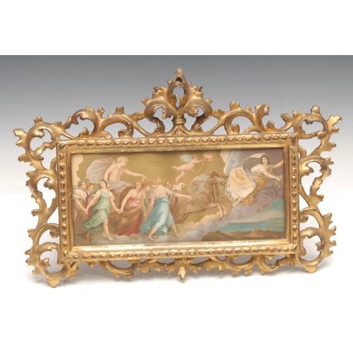 3564 - A 19th century Florentine giltwood and gesso connoisseur's table top easel picture frame, pierced an... 