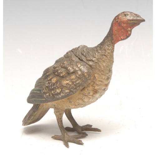 3258 - An Austrian cold painted bronze of a Turkey, probably by Franz Xaver Bergmann (1861-1936), 8.5cm hig... 