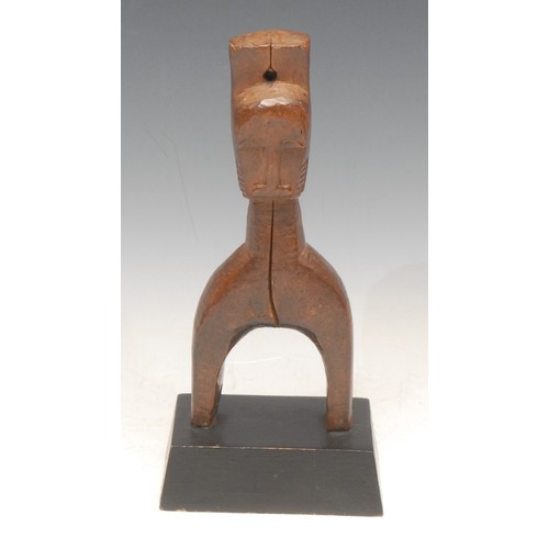 3509 - Tribal Art - a Bambara heddle pulley, carved as a janus figure, 18.5cm high, Mali, West Africa, coll... 