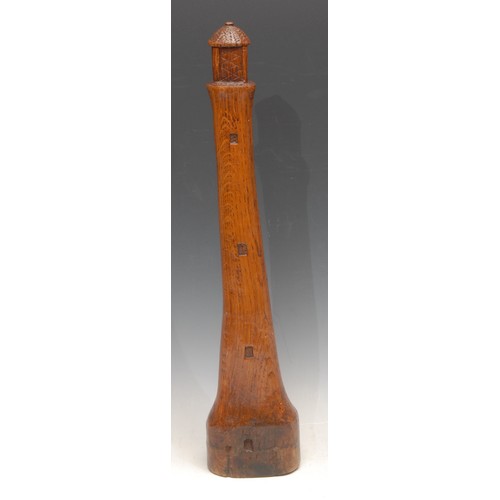 3386 - Folk Art - a 19th century oak carving, of a lighthouse, the timber possibly salvaged from a shipwrec... 