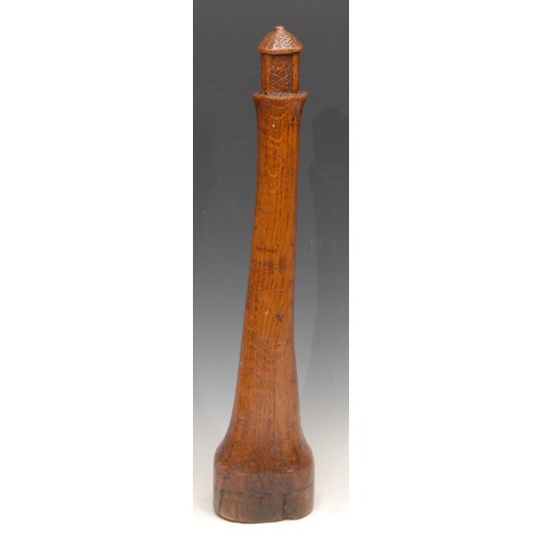 3386 - Folk Art - a 19th century oak carving, of a lighthouse, the timber possibly salvaged from a shipwrec... 