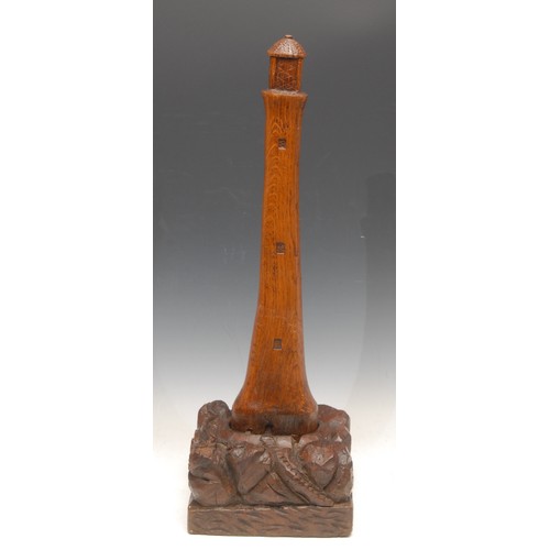 3386 - Folk Art - a 19th century oak carving, of a lighthouse, the timber possibly salvaged from a shipwrec... 