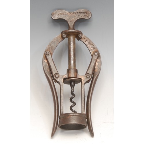 3414 - Helixophilia - a James Heeley & Sons A1 Patent double lever corkscrew, traces of copper varnish, 17c... 