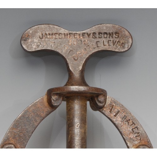 3414 - Helixophilia - a James Heeley & Sons A1 Patent double lever corkscrew, traces of copper varnish, 17c... 