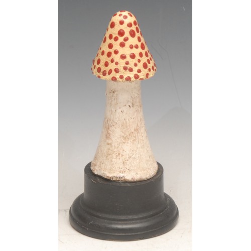 3822 - Natural History - Mycology - a painted model of a fungus specimen, mounted for display, 18cm high ov... 