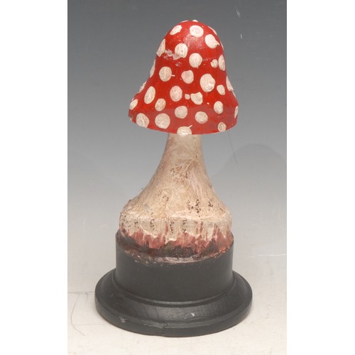 3824 - Natural History - Mycology - a painted model of a fungus specimen, mounted for display, 19cm high ov... 