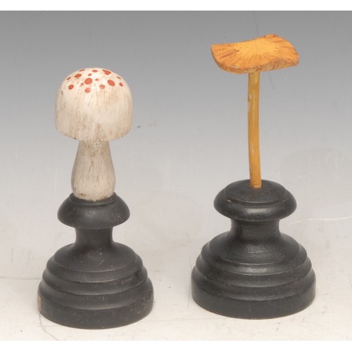 3815 - Natural History - Mycology - a painted model of a fungus specimen, mounted for display, 11.5cm high ... 