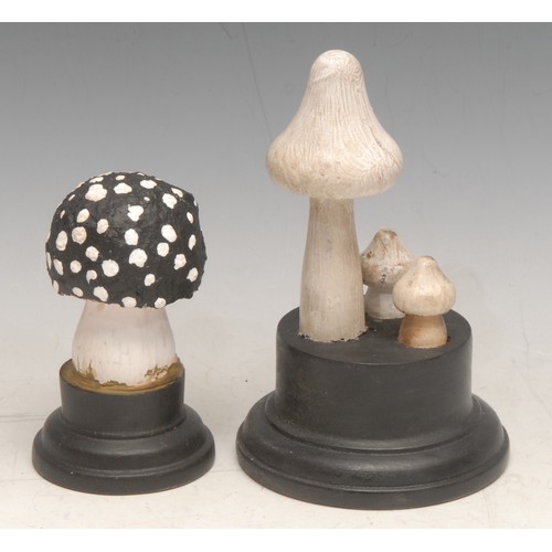 3829 - Natural History - Mycology - a painted model of a fungus specimen, mounted for display, 9.5cm high o... 