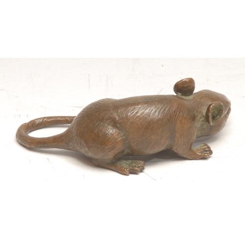 3440 - Japanese School (Meiji Period), a brown patinated bronze, of a rat, signed, 9cm long