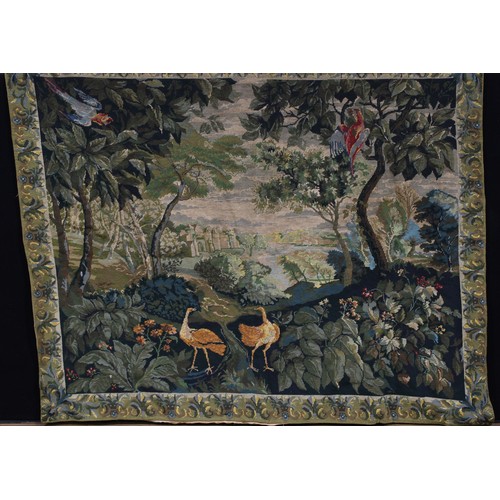 3426 - Interior Decoration - a mid-20th century French needlepoint tapestry, a pair of fowls and parrots in... 