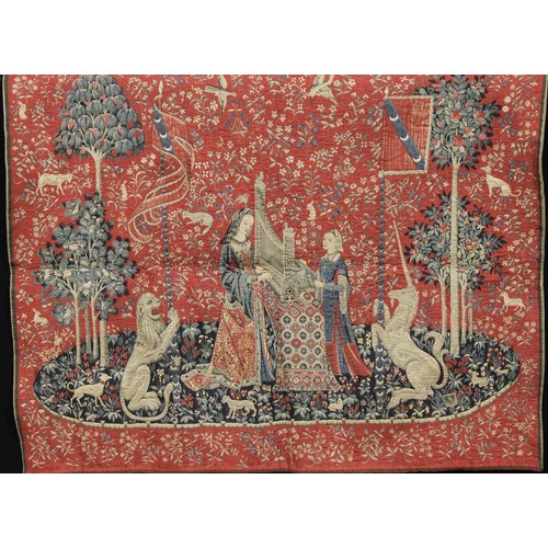 3427 - Interior Decoration - a mid-20th century French style tapestry, The Hearing, from the Lady with the ... 