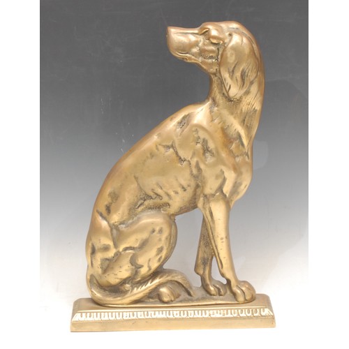 3548 - A 19th century Continental brass doorstop, as a spaniel, 32.5cm high overall