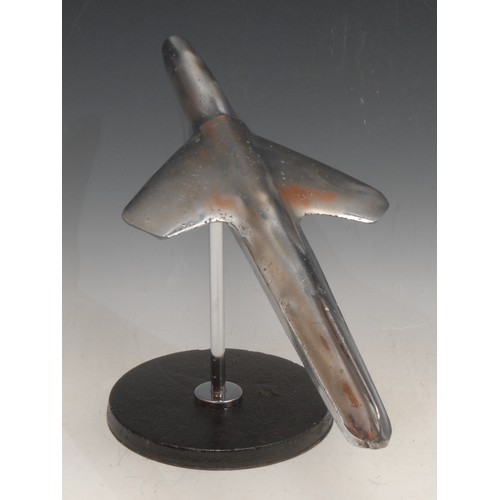 3347 - Automobilia - a 1951 Chevrolet steel car mascot or hood ornament, cast as an aeroplane, mounted for ... 