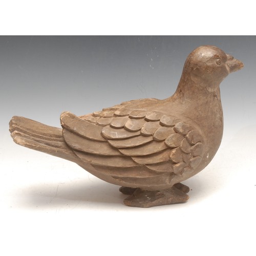 3696 - Treen - a 19th century French provincial carved wooden papier-mâché mould, as a hen, 28cm high; anot... 